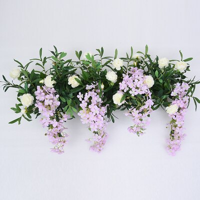 Romantic champagne artificial flower arrangement wedding decoration party props wedding stage arches fake flower row arrangement